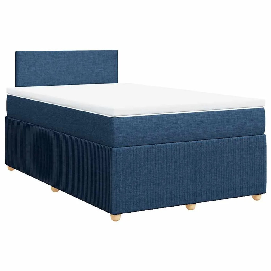 vidaXL Boxspringbett mit Matratze in Blau und Weiß, Hybrid-Bett mit Taschenfederkern, B/T: 120 x 200 cm - Bild 2