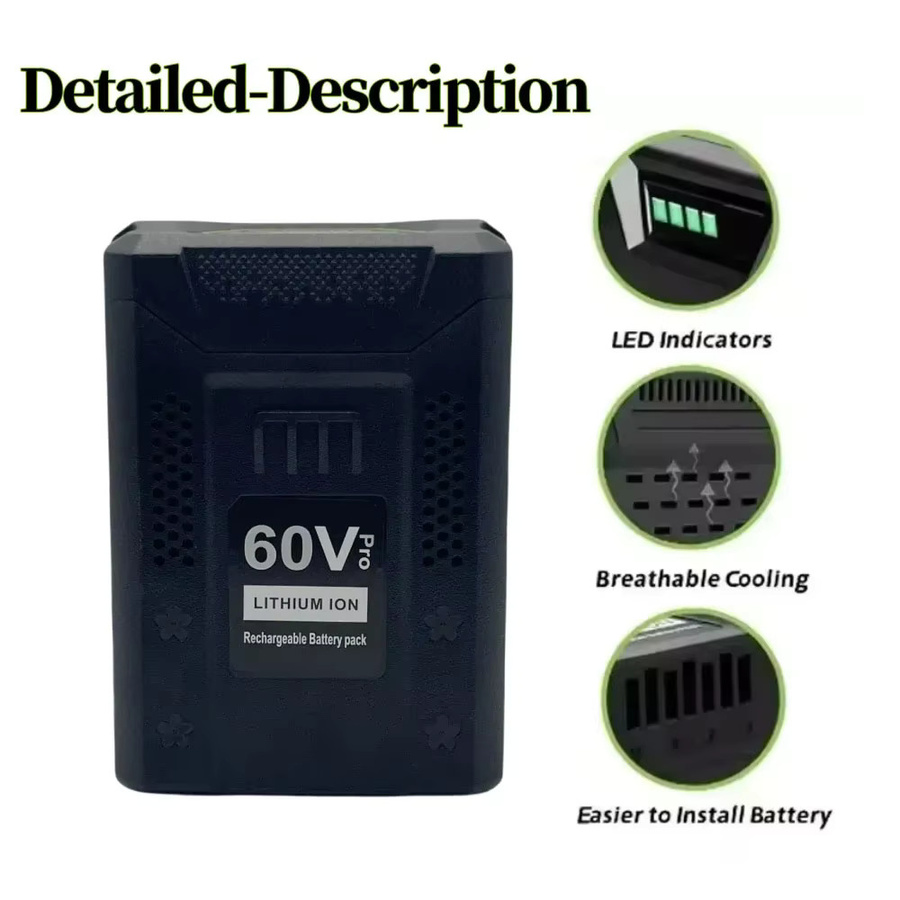 Greenworks Pro 60V Li-Ionen-Ersatzakku mit 6,0 Ah in Schwarz - Bild 2