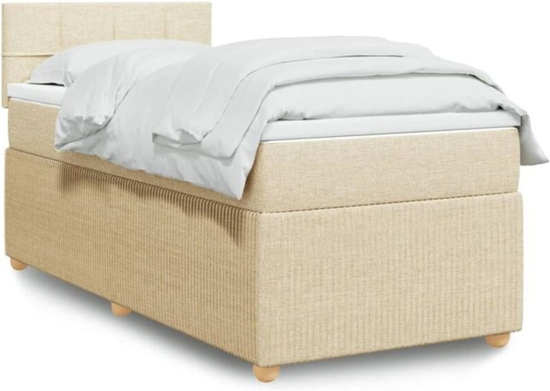 vidaxl Boxspringbett mit Matratze in Creme und Beige aus Stoff, B/T/H: 80 x 200 x 100,5 cm - Bild 1