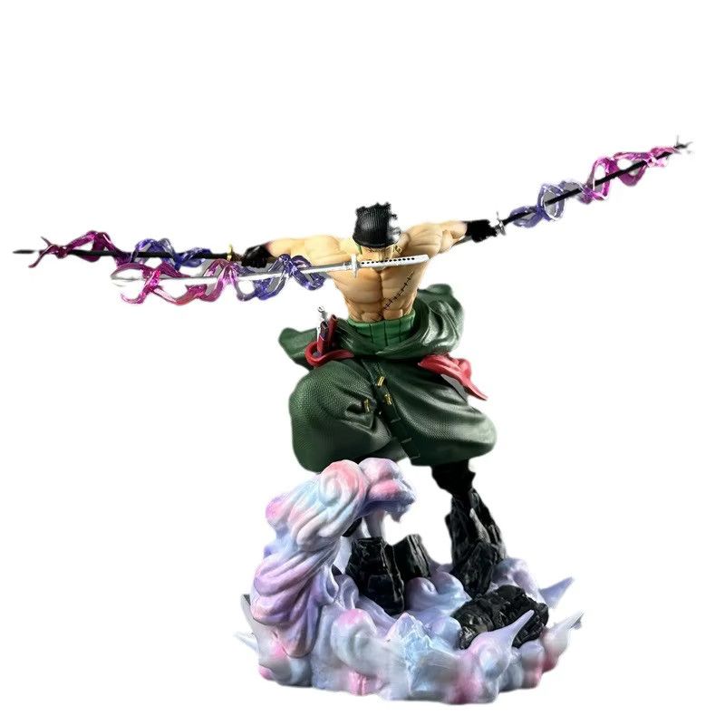 Bandai One Piece Roronoa Zoro Actionfigur im Drei-Schwert-Stil mit Doppelkopf-Statue, Multicolor Anime Modell für Sammler - Bild 3
