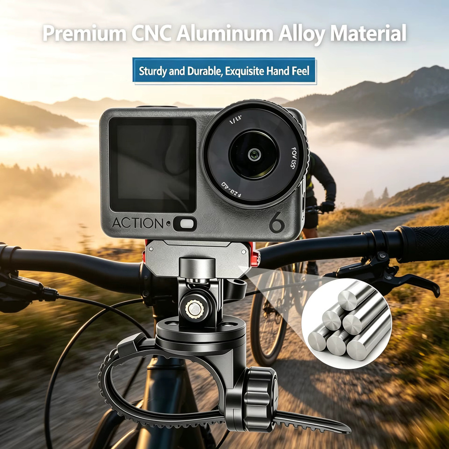 DJI Magnetkamerabasis aus Aluminium mit 360 Grad Schwenkfunktion und Nylon-Riemenhalterung für DJI Action 3, Action 4 und Action 5 Pro in Schwarz - Bild 4
