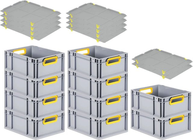 PROREGAL Spar Set 10x Eurobox Nextgen Color mit Auflagedeckel und Schiebeschnappverschlüssen, Gelb, H x B x T: 17 x 30 x 40 cm - Bild 1