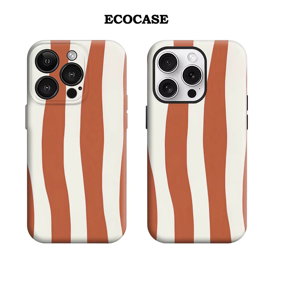 Handyhülle Terrakotta Wavy Stripes für Apple iPhone 11 bis iPhone 17 Pro Max Plus mit doppelschichtiger Rückseite - Bild 2