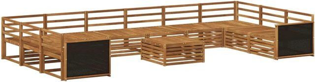 vidaXL Sofagarnitur aus Massivholz Akazie in Braun mit Latten-Design, 11er Set - Bild 1