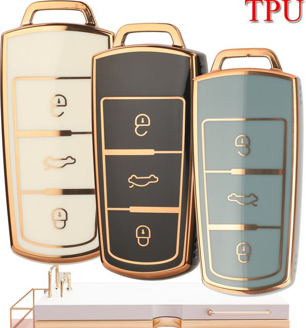 Jingyuqin Weiche TPU Auto-Schlüsselhülle für Volkswagen VW Passat B6 3C B7 Magotan CC, Farbe: Weiß - Bild 1