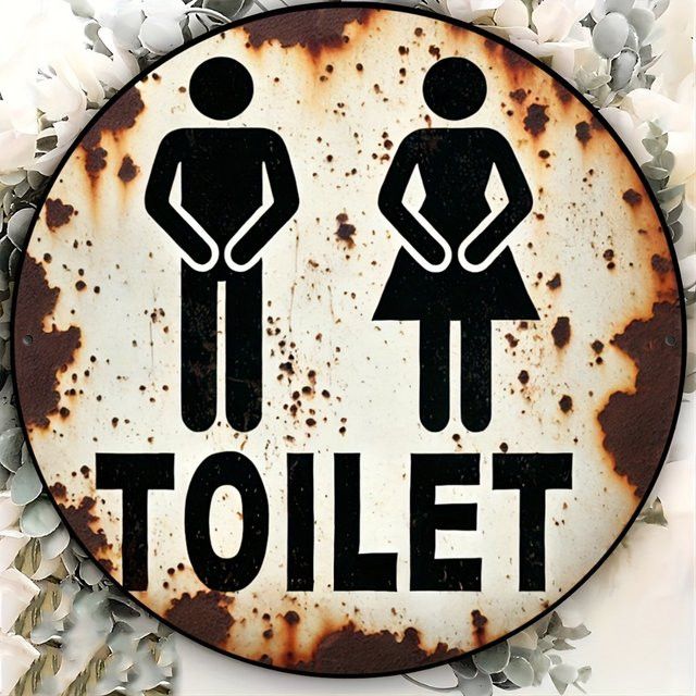 HELLOYOUNG Vintage Toiletten-Aluminiumschild mit Toiletten-Symbolen zur Wandmontage, B/H: 20 x 20 cm - Bild 1