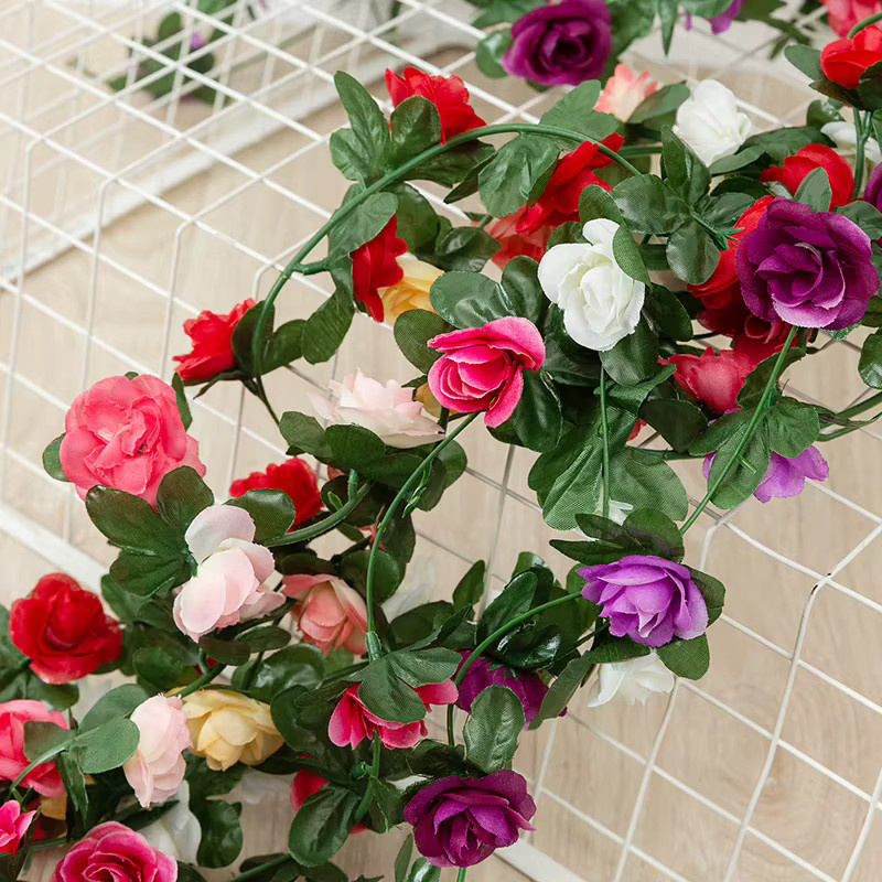 XIAOYINMO Künstliche Rosen Girlande in Blau für Dekorationen zu Hochzeit, Valentinstag und im Garten - Bild 3
