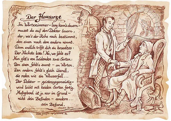Zunftbild Hausarzt als Vintage Paper Poster auf Antikpapier in A4-Format, Mehrfarbig - Bild 1