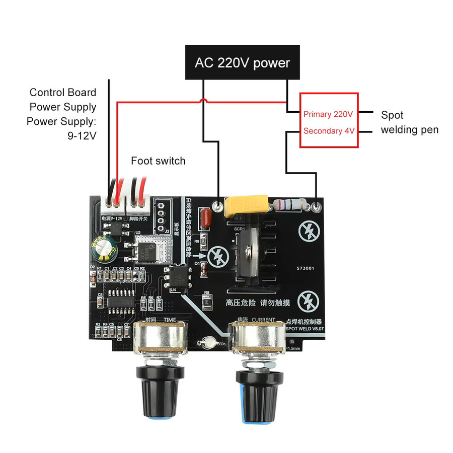 diymore 40A Spot Welder Control Board mit einstellbarer Zeit und Strom sowie Solid-State Relais Steuerung - Bild 4