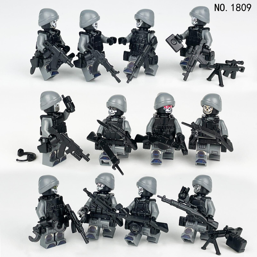 Happy Building Blocks Ghost Clan Kleine Pellet Militär Baustein Action Figur 12-teiliges Set - Bild 3