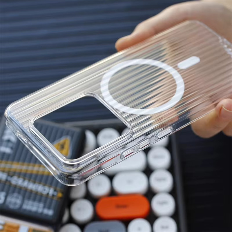 MagSafe Magnetische Acryl-Schutzhülle mit Wellenmuster für Xiaomi 17T Pro, 17 Pro Max, 15, 14 und 13 Pro, Transparent Matt und Anti-Vergilbung - Bild 2