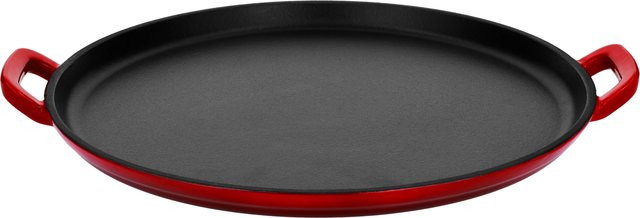 SILVERCREST Premium-Gusseisenpizzaplatte aus emailliertem Gusseisen in Rot, rund, Durchmesser: 31,0 cm - Bild 1