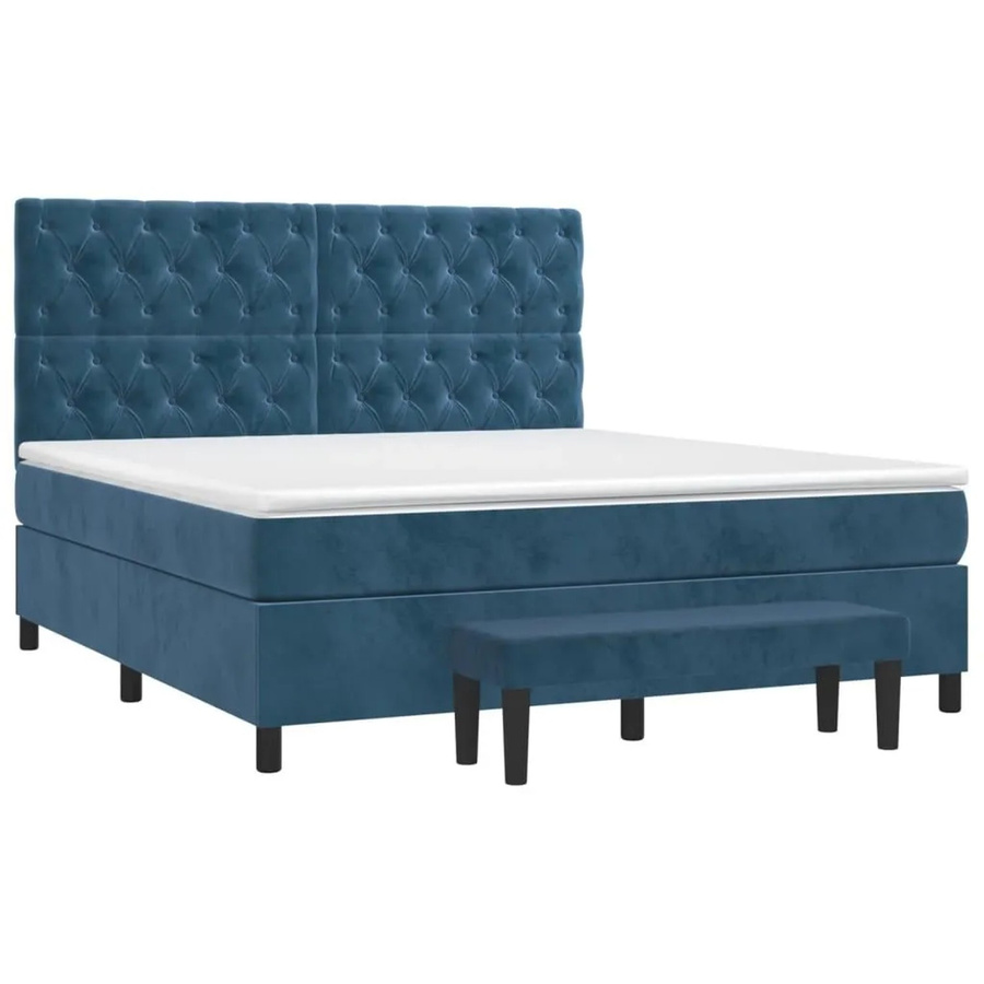 vidaXL Boxspringbett mit Matratze Dunkelblau Samt B/T: 160 x 200 cm - Bild 2