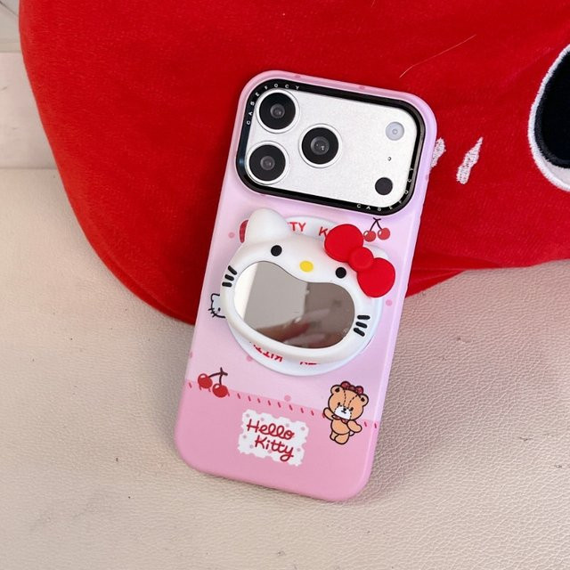 Sanrio Hello Kitty MagSafe Handyhülle mit magnetischem Schminkspiegelhalter und kabelloser Ladefunktion für iPhone 17 16 15 14 Pro Max in Pink - Bild 1