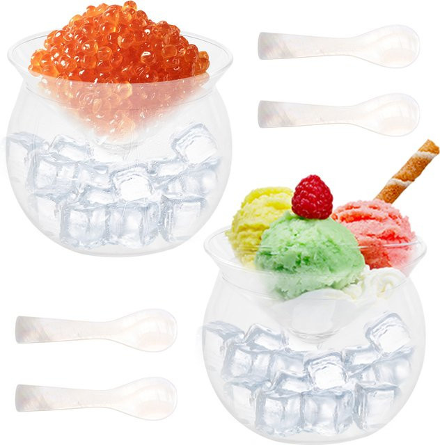 Willstar Kaviar Chiller Server Set aus Glas in Transparent mit Martini Cocktailgläsern und Löffel - Bild 1