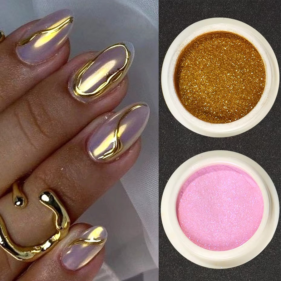 Full Beauty Nagelpulver Metallic, 23 Stück, Silber Gold Holographisch - Bild 2