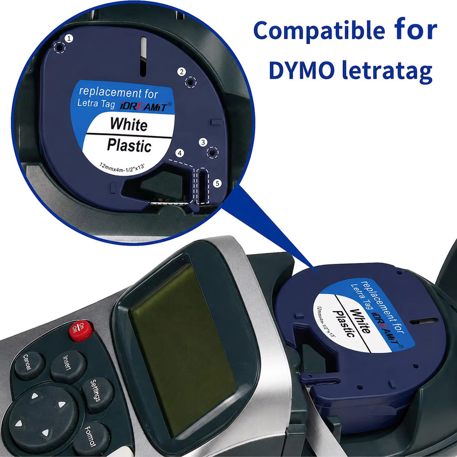 DYMO LetraTag Etikettenband Schwarz auf Weiß, 12 mm, kompatibel mit 91330, 91331, 91332, 91333, 91334, 91335 - Bild 2
