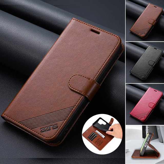 EUCAGR Luxus Business Wallet Magnetische TPU Ledertasche für Samsung Galaxy S26 Ultra S25 S24 S23 S22 S21 FE in Braun - Bild 1