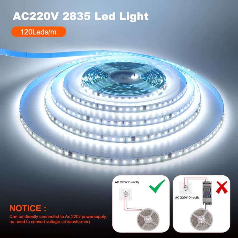 HEGEHE LED-Streifen SMD 2835 mit 120 LEDs/m, IP44, AC 220V, CCT flexibel, Weiß, für Heimdekoration - Bild 2