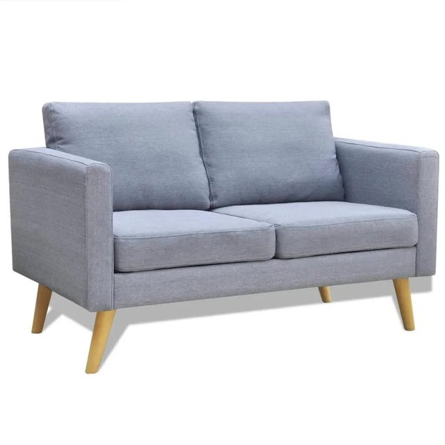 vidaXL 2-Sitzer Sofa aus Stoff in Hellgrau mit Holzrahmen - Bild 1