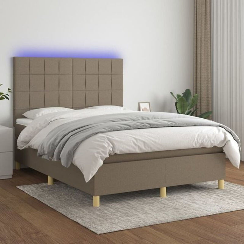 Vidaxl Boxspringbett mit Matratze in Taupe meliert, Stoffbezug, B/T/H: 140 x 200 cm - Bild 1