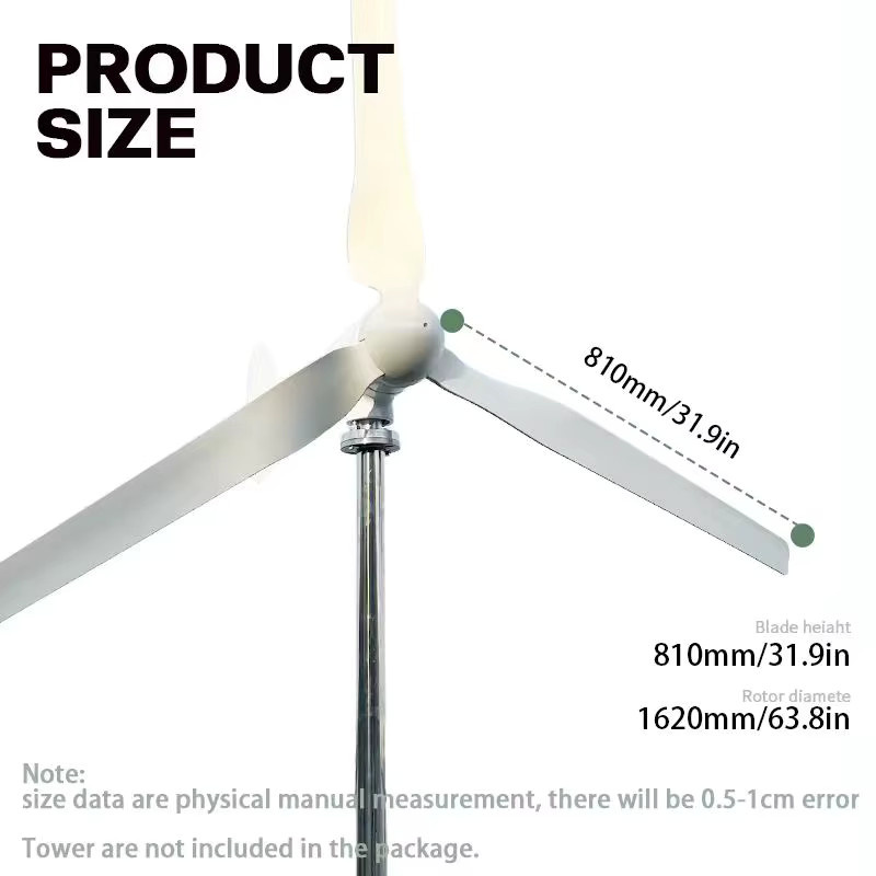 AeroVolt Windturbinengenerator mit Wind-Solar-Hybrid-Controller-Kit in Weiß, 5000W, 12V/24V/48V für den Heimgebrauch - Bild 2