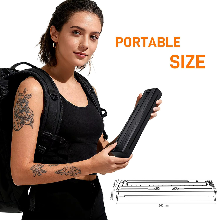 PEPAX Tragbarer Bluetooth Thermotransfer-Drucker für Tattoo-Schablonen und Transferpapier in Schwarz - Bild 3