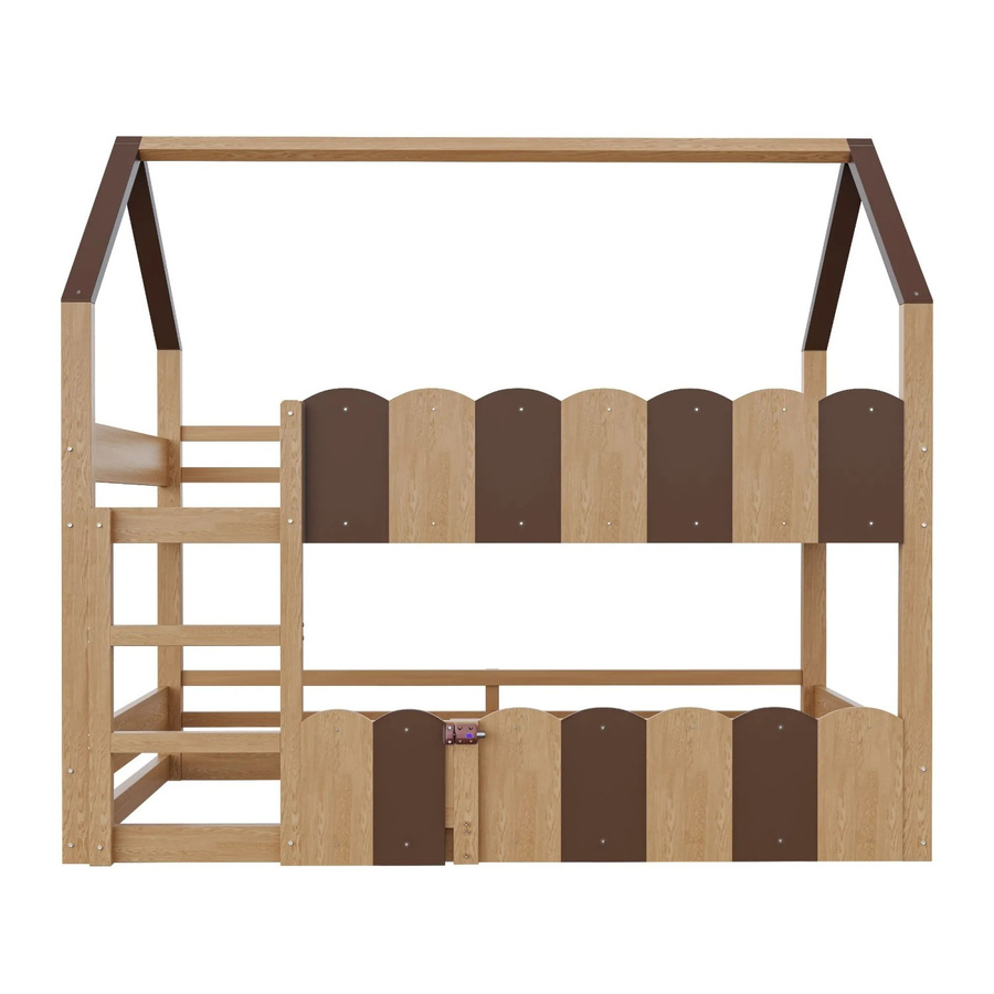 Merax Kinder-Etagenbett im Hausdesign mit Sicherheitsgittern, B/T/H: 204 x 90 x 181,5 cm - Bild 2