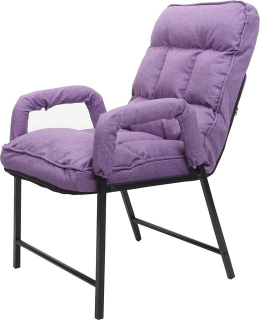 Esszimmerstuhl MCW-K40 Polsterstuhl mit verstellbarer Rückenlehne aus Metall und Textil in Lila-Flieder - Bild 1