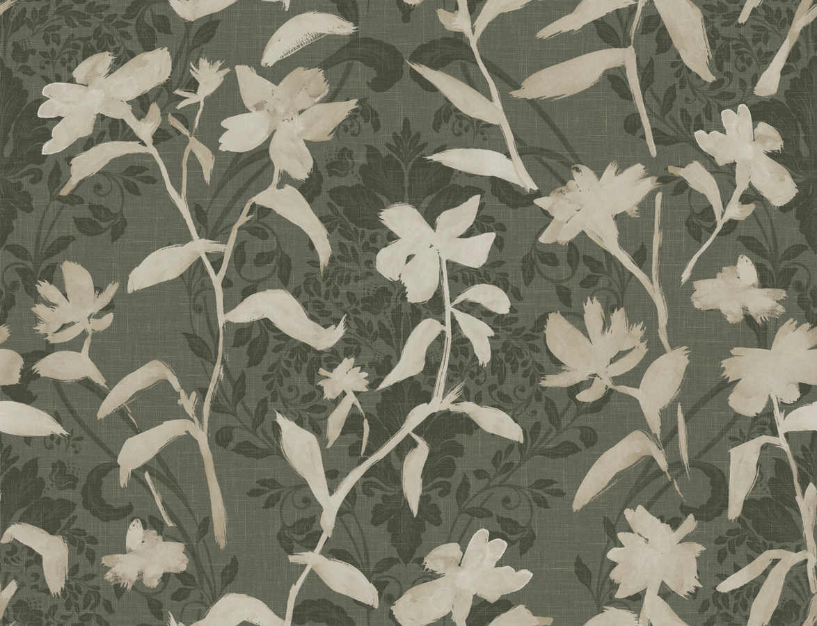 Tres Tintas Tapete Blooming Damask in Weiß und Grau mit Damast-Muster - Bild 2