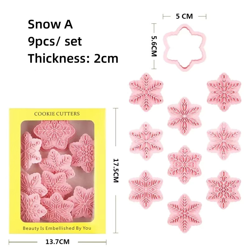 JUSTINLAU Weihnachtliche Cookie-Ausstecher Schneeflocken-Form aus Kunststoff in Pink zum Backen - Bild 3