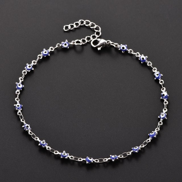 Armband Edelstahl, Pentagram Türkisches Böses Auge, Schwarz, Damen, 22cm - Bild 1