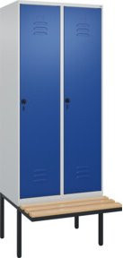 C+P Spind Classic PLUS Garderobenschrank mit Sitzbank, 2 Abteile, Sicherheits-Drehriegel und 4 Garderobenhaken, B/T/H: 212 x 80 x 81,5 cm - Bild 1