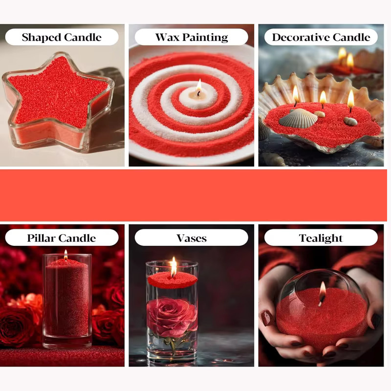 Sandperlenkerzen-Set zum Selbermachen mit 10 Dochten, Farben: Grün, Weiß, Rot, 100 g - Bild 2