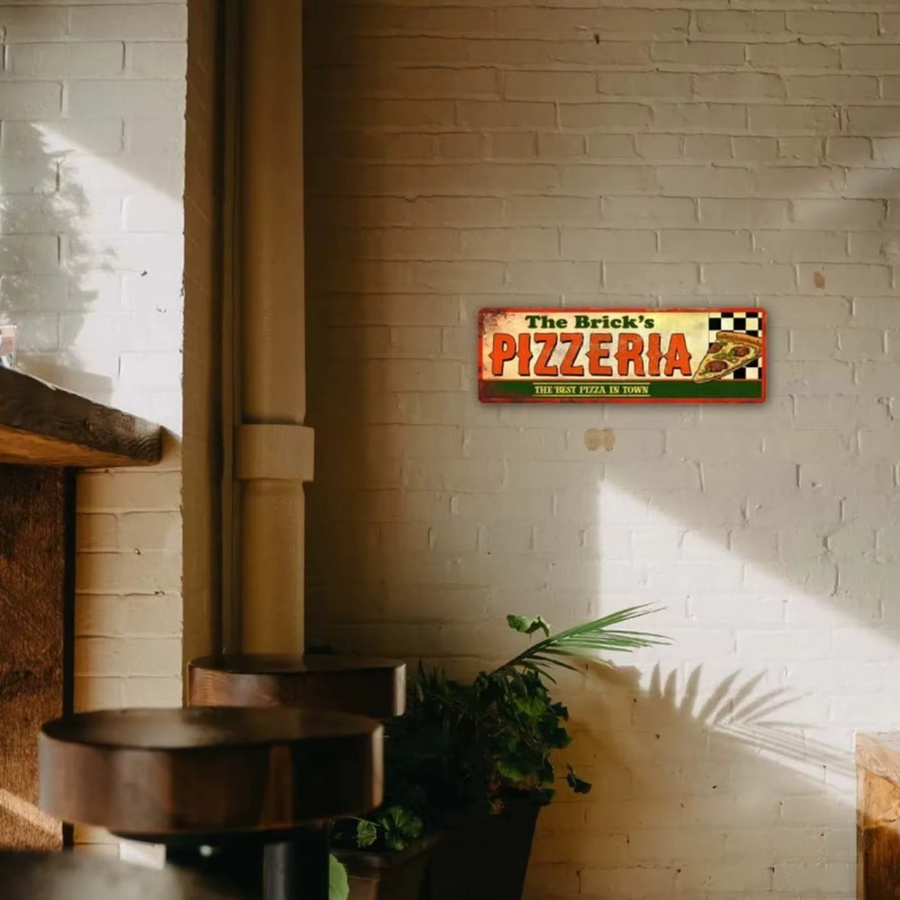 Personalisiertes Pizzeria-Schild von CIFBUY in Rot und Mehrfarbig, Retro-Wanddekoration für deine Küche, B/H: 30 x 15 cm - Bild 1