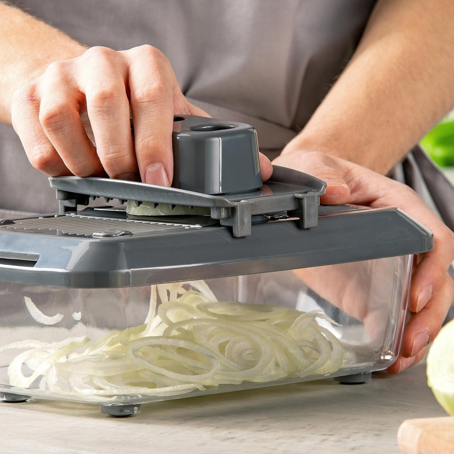 Fackelmann Gemüseschneider Mandoline Set mit 15 Teilen, Grau, inklusive Behälter und verschiedenen Klingen - Bild 3