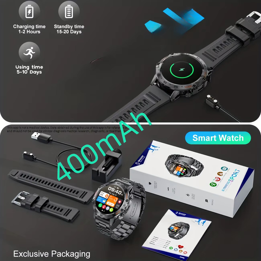 LIGE Smartwatch mit AMOLED Bildschirm, Bluetooth Anruffunktion und wasserdichtem Sportarmband in Schwarz für iOS und Android - Bild 3