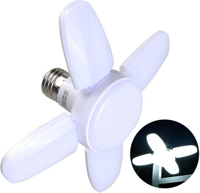 E27 LED Glühbirne in Fächerform mit 28W, faltbare Deckenlampe in Weiß, 6500K Kaltweiß - Bild 1