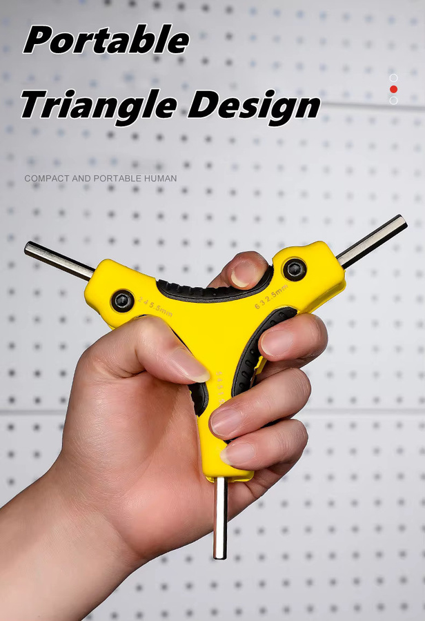 NIUXIANG 9-in-1 Klapp-Inbusschlüsselsatz in Gelb, metrisch mit ergonomischem Griff - Bild 5