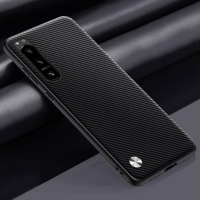Stoßfeste Luxus PU-Leder Handyhülle für Sony Xperia 5 IV in Schwarz, Orange oder Grün - Bild 1