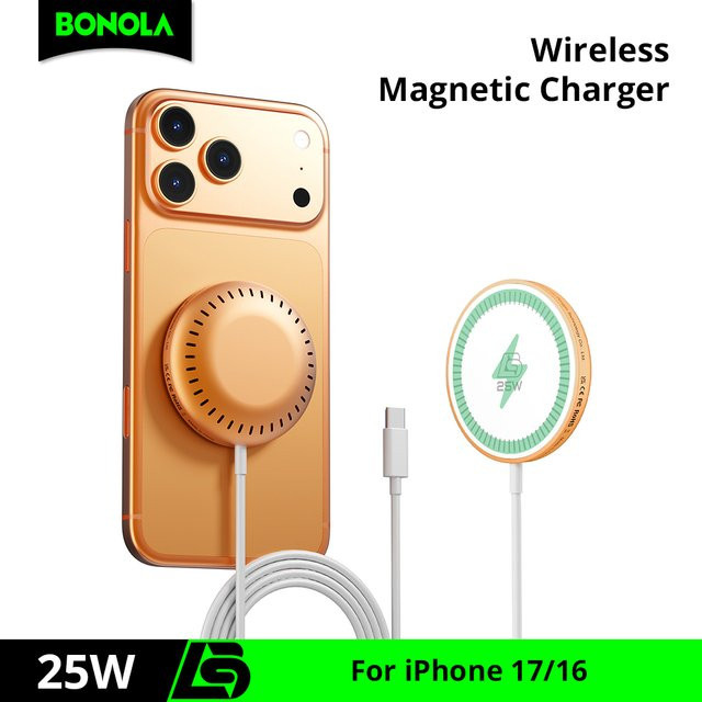 Bonola Magnetisches kabelloses Ladegerät in Silber für iPhone 17 Pro Max/17 Pro und AirPods mit 25W Schnellladefunktion - Bild 1