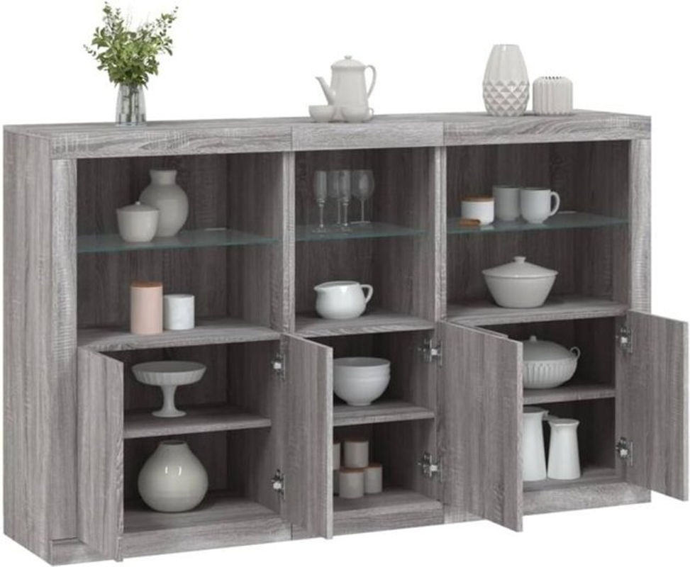 Modernes Sideboard mit LED-Leuchten von Vidaxl in Grau Sonoma, B/T/H: 162 x 37 x 100 cm - Bild 1