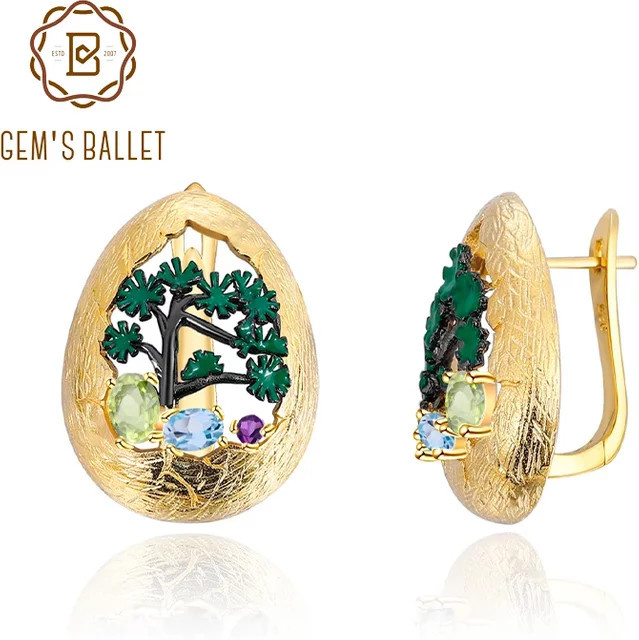 GEM'S BALLET Statement-Ohrringe, 750 Gold, 925 Silber, Bicolor, Edelstein, Damen - Bild 1