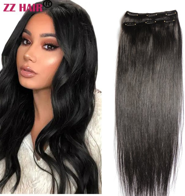 ZZHAIR Echthaar-Remy-Haarverlängerungen, 2-teiliges Set, glatt - Bild 1