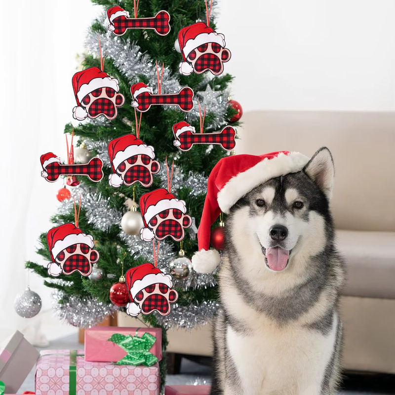 Hängeornament Hundepfote aus Filz in Rot für deinen Weihnachtsbaum - Bild 3