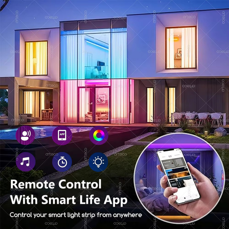 Arteco Smart LED Streifen RGB mit Tuya WiFi App-Steuerung für TV Hintergrundbeleuchtung und Raumdekoration - Bild 4