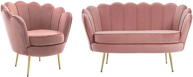 Vente-unique Couchgarnitur Dandelion mit Sessel in Rosa - Bild 1