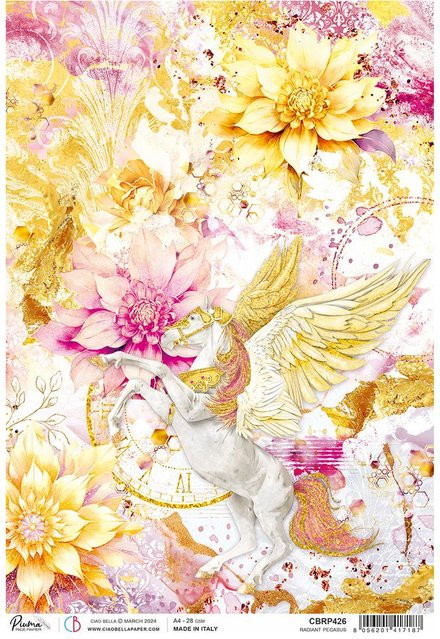 Motiv-Strohseide Ciao Bella Ethereal - Pegasus in Multicolor, Format A4 - Bild 1