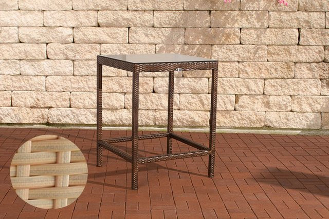 TPFGarden Tisch Alina aus Polyrattan in Sand und Braun mit Glasplatte für den Garten - Bild 1