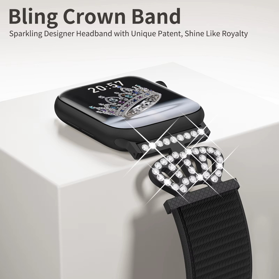 Creative Crown Uhrenarmband, Textil/NATO, Pink, Schwarz, kompatibel mit Apple Watch 38 mm, 40 mm, 41 mm, 42 mm, 44 mm, 49 mm, 46 mm - Bild 2